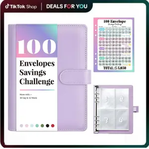 100 Envelopes Money Saving Challenge, Savings Challenges Book with Envelopes & Challenge Tracker, Motivational Process to Save $5050, Money Saving Binder 100 Pocket Pre-numbered, Christmas Gifts