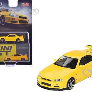 Nissan Skyline GT-R (R34) V-Spec RHD (Right Hand Drive) Lightning Yellow Limited Edition 1/64 Diecast Model Car by Mini GT