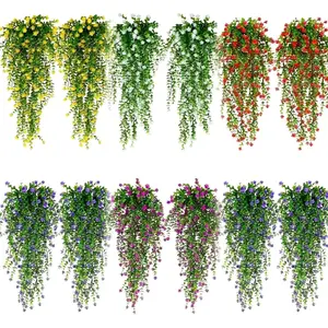 Artificial Hanging Plant, Artificial Mixed Flower, 4 Counts Fake Hanging Plant, Decorative Plant for Home Living Room Bedroom Dining Room Wedding Party