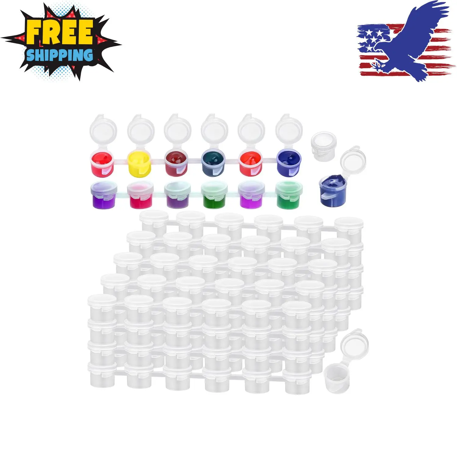 240-Piece Empty Paint Pot, 40 Strips Acrylic Mini Paint Container Strip Storage  3ml/ 0.1oz