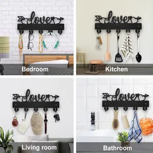 Wooden Hat Rack Wall Mounted Heart Key Holder, Durable Home Clothing Hanger, Artistic Wall Decor for Entryway Living Room Kitchen Office