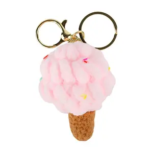 Cute Ice Cream Plush Keychain, Kawaii Sweet Cone Bag Charm for Women, Couple Key Ring Pendant Birthday Gift