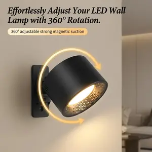 Clutter-Free 360° Rotating LED Wall Lamp | Remote Control, USB Rechargeable, 3 Color Modes for Eye-Friendly Reading & Modern Home Accent
