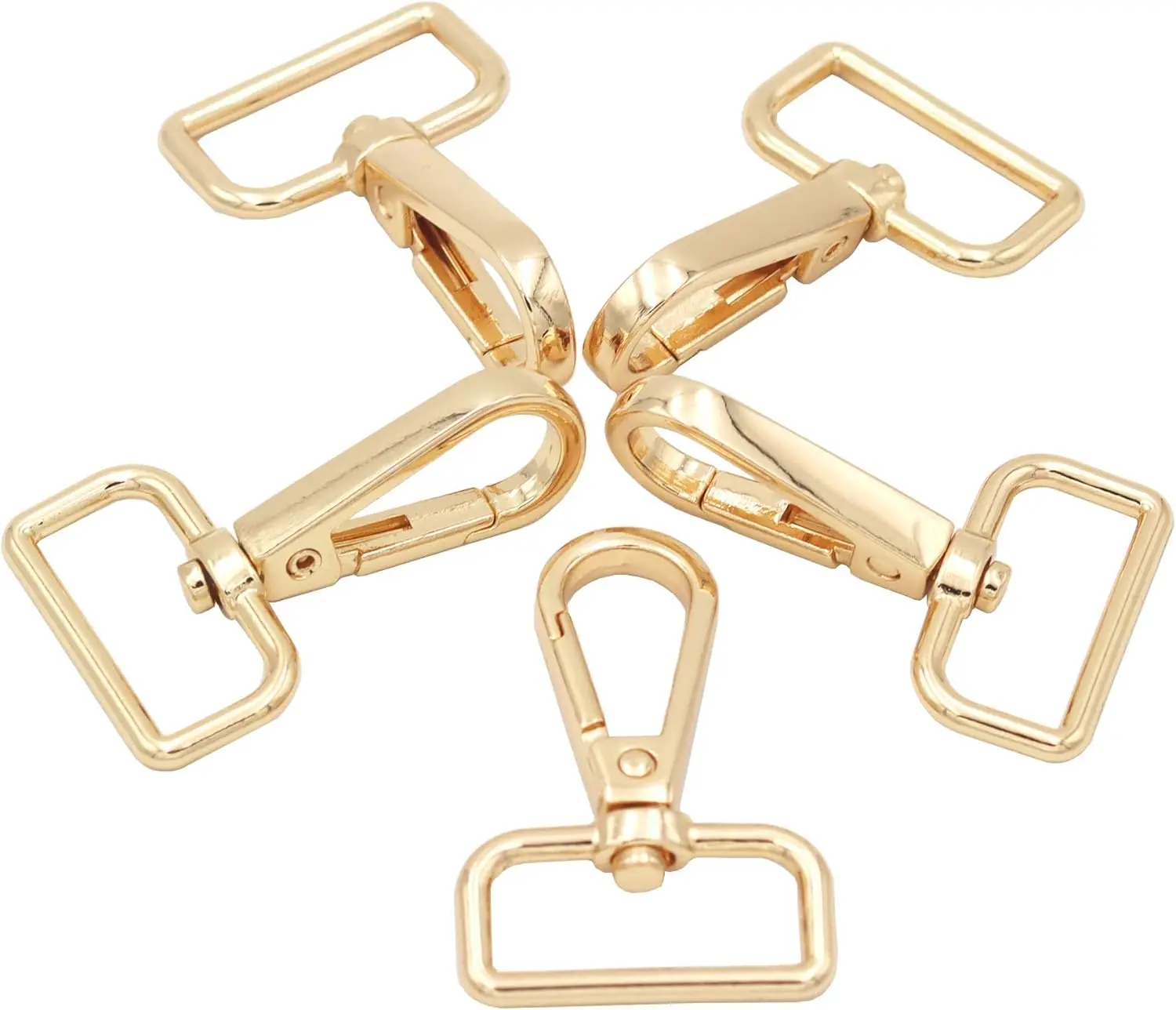 15-Count D-Ring Swivel Lobster Claw Clasps with Push Gate Snap Hooks Trigger Clips (1 in) for Tote Bags, DIY Crafts, Straps, Lanyards, Key Chains