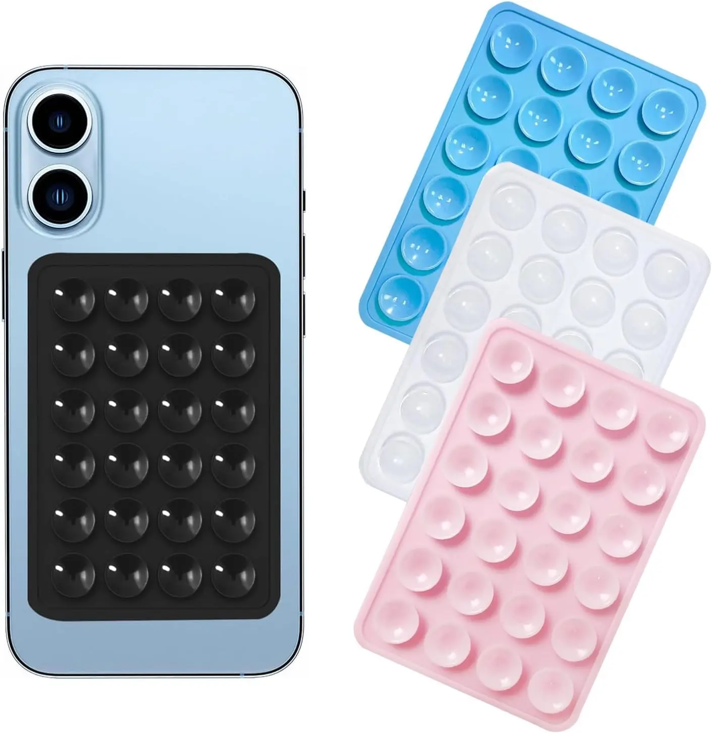 2PCS silicone suction phone case mount, non-slip suction cup phone mount,  phone  holder for  and videos, silicone adhesive phone stand sticky for cell phones/smartphones