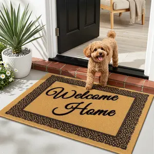 WELCOME - 24" × 36" - Coir Door Mat with Heavy Duty Backing - Welcome Mats for Entryway, Porch - Anti-Slip PVC & Coconut Fiber Surface - Natural Home Accessories, Minimalist Original Design