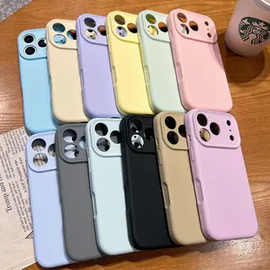 Smooth Matte TPU Plain Solid Color Girly Simple Case Cute Thin Slim Soft Rubber Gel for iPhone 13 14 15 16 17 Pro Max Plus Air Liquid Silicone Cover
