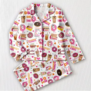 Dunkin Donuts Pajamas Set, Dunkin Donuts Shirt, Dunkin Donuts Pajamas, Dunkin Donuts Pants, Dunkin Donuts Gift, Coffee Lover Pajamas