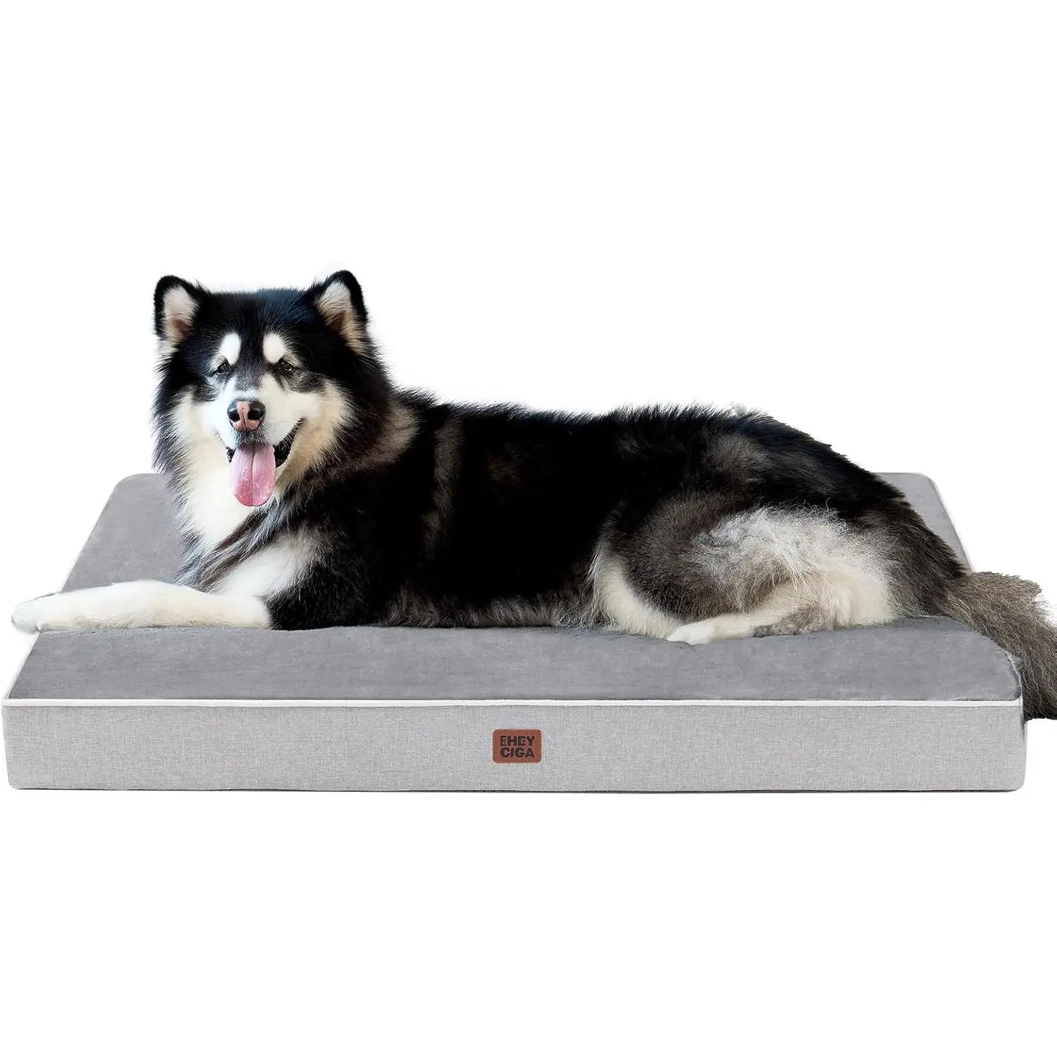 Orthopedic Dog Crate Bed with Memory Foam, 47x29Inch, Grey |   High Density Egg Crate Foam, Waterproof Liner, Washable Removable Cover, Non-Slip Bottom, Fits Crate, Floor and Sofa
