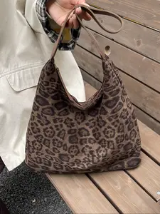 Fashion Retro Suede Crossbody Shoulder Bag, Leopard Print Design, Women's Compact Style, Everyday Crossbody Bag, Perfect for Daily Use and Special Occasions