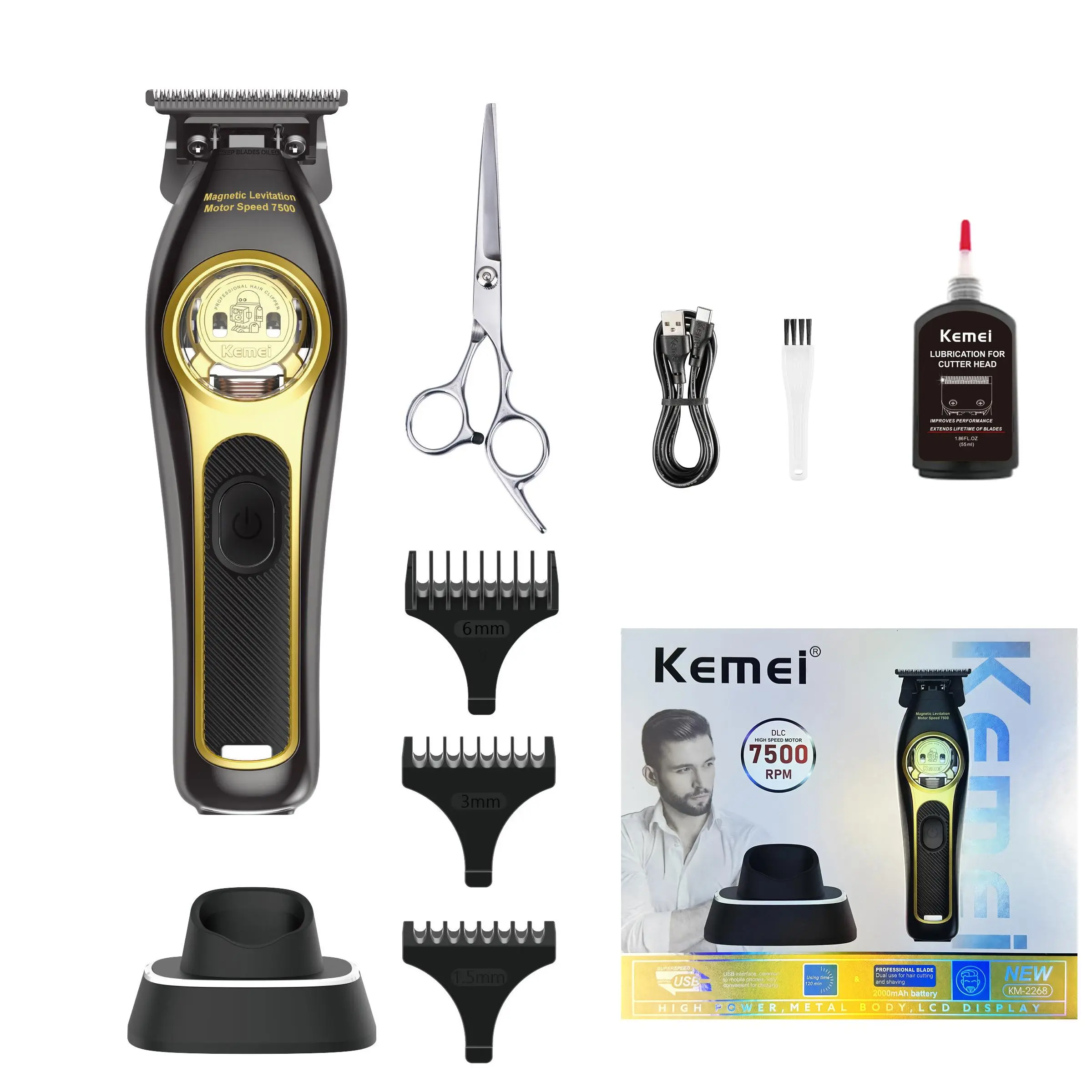 Electric Hair Clipper with Accessories, Cordless Clipper, 1 Box Rechargeable Hair Trimmer & Accessories, Professional Hair Cutting Kit for Men, High Quality Trimmer, Rechargeable Cordless Clippers, Hair Clipper Set, Hair Cutting Tool