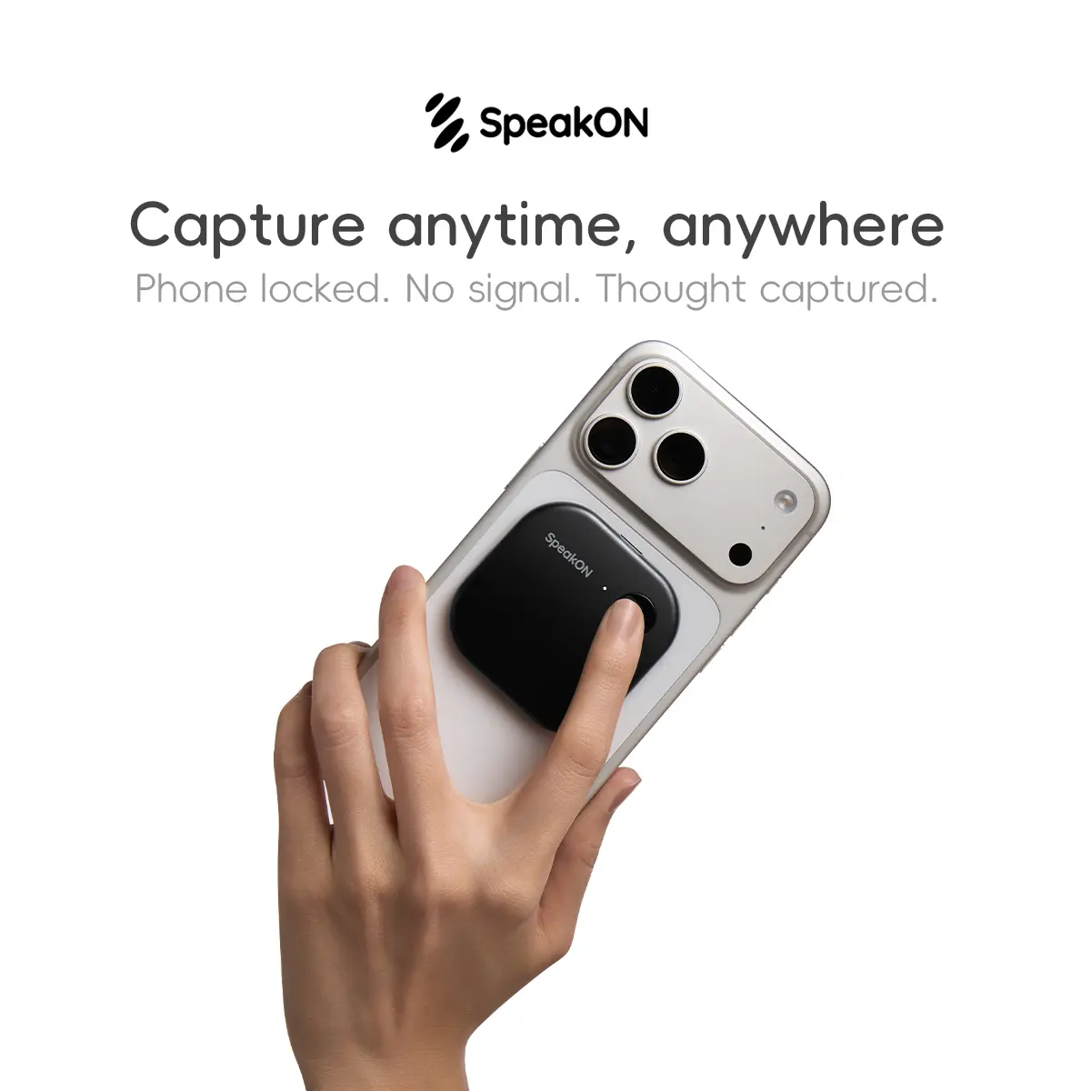 SpeakON Magnetic Portable Voice Recorder - 1-Tap Physical Button for Spontaneous Speech Capture, Transcription, Auto Summary, Multi-Language Translation, Polished Voice Note Rewrites in Multiple Tones, Ideal Gift