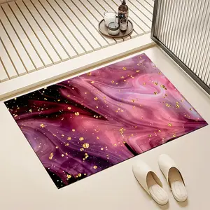 Floor Mats Absorbent & Non - Slip Diatomaceous Earth Shower Mat, Quick - Dry Bathtub Mat With Pink - Purple Golden Foil Design For Bathrooms Kitchens & Entrances Perfect For Holiday Gifting