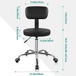 Home Office Chair with Backrest Adjustable Drafting Chair Thick Seat Cushion Rolling Stool with Wheels for Shop Salon Bar Kitchen Studio, Black