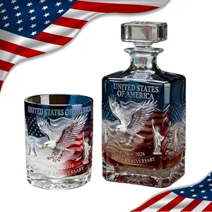 250th Anniversary Whiskey Bottle Set, American Traditional Whiskey Glassware, We the People Decanter for Scotch Bourbon or Wine, Father's Day Gift