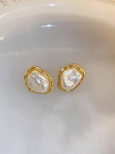 Faux Pearl Decorated White Stud Earrings, Pretty Studs, Elegant Jewelry for Women, Trendy All-match & Exquisite Jewelry for Birthday Gift, Elegant Minimalist Earrings