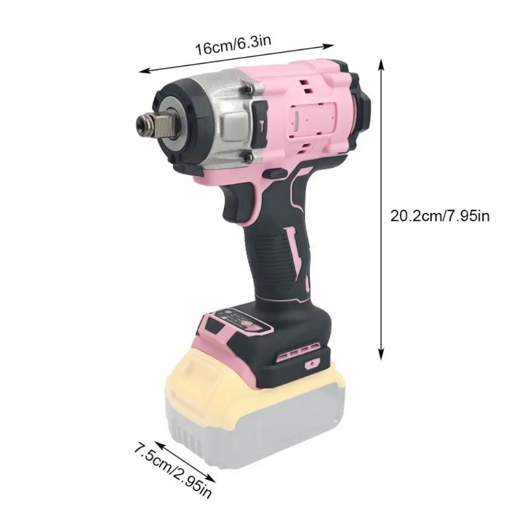 Pink Impact Wrench High Power Impact Gun 450n.m - 3600 rpm - No Impact Medium Duty Impact Driver - For DeWALT Lithium Battery - 3 in 1 Impact Wrench - For Automotive and Home Use Power Impact High Torque, Father's Day gift