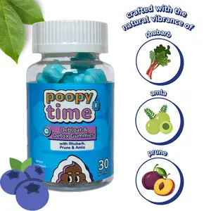 Poopy Time Debloat Gummies - Natural Health Dietary Supplement with Rhubarb, Prune & Amla, 30 Count, Edible Wellness Gummies for Gut Support