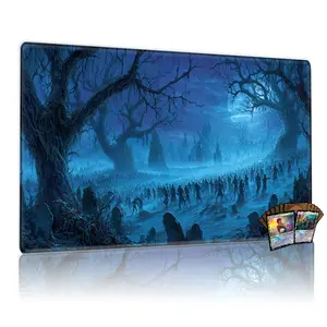 Gothic Cemetery Night Army MTG Playmat - 12x24in Non-Slip TCG Gaming Mat for Party Family, Ideal Gift for Card Game Enthusiasts