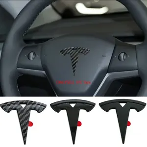 1Pc Car Steering Wheel Center Tesla Logo Logo Sticker Car Interior Badge Logo Decoration Sticker Car Accessories for Tesla Model 3 Mode S X Model Y Juniper Roadster SpaceX