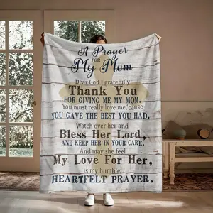 A Prayer for My Mom Religious Flannel Throw Blanket, Ultra-Soft Warm Cozy Blanket, Christian Cross Quote Blanket, Perfect Mother's Day Gift for Mom, Spiritual Home Decor