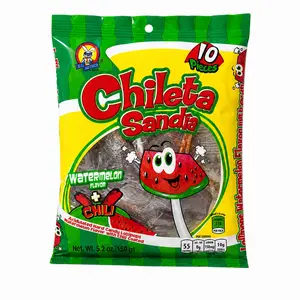 Chileta Sandia 10ct | Watermelon Chili Lollipops Sweet & Spicy Mexican Candy, Individually Wrapped