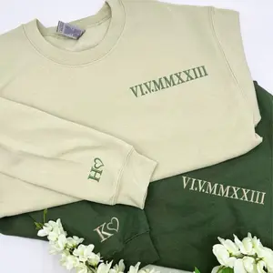 Custom Embroidered Roman Numeral Sweatshirt, Personalized Anniversary Gift for Matching Couples