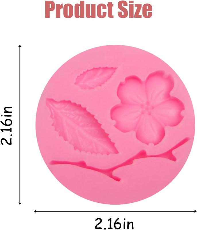 Peach Blossom Shape Molds 4 count,   Leaf Fondant  Molds for Cake Decoration Candy Sugar Cupcake Topper Cake Pop Popsicle Polymer Clay Crafts