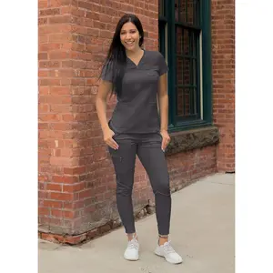 Women's Movement Booster Jogger Scrub Set by Adar XXS-3XL / Pewter