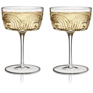 Viski Deco Beau Crystal Coupes, Set of 2