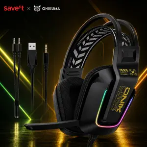ONIKUMA X13 Wired Gaming Headset LED Noise Cancelling Mic PC PS5 Xbox BlackWhite