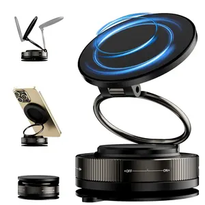 360° Adjustable Vacuum Magnetic Phone Holder, Suction Cup Phone Mount for Magsafe, Portable Cell Phone Holder for Car, Makeup/Gym/Mirror, Fit for All iphone iphone 11 and above