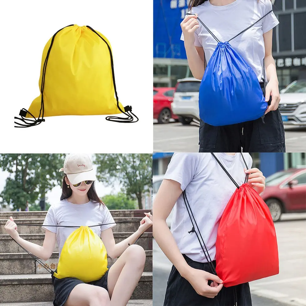 Pack Of 3 Plain Drawstring Backpack, Casual Nylon Waterproof Sports Backpack, Multifunctional Sports Bag for Travel Fitness Work, Durable Waterproof Bag colorful team large-capacity
