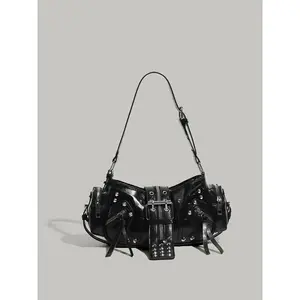 Women's Fashionable Rivet Decorated Crossbody Bag, Y2K Style Shoulder Bag for Daily Used, Casual Trendy Versatile High-quality Daily Commuting Bag