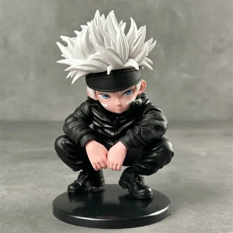 Satoru Gojo Chibi-style Squatting Figure — Car Ornament, Desktop Decoration, Boyfriend's Birthday Gift, and Collectible