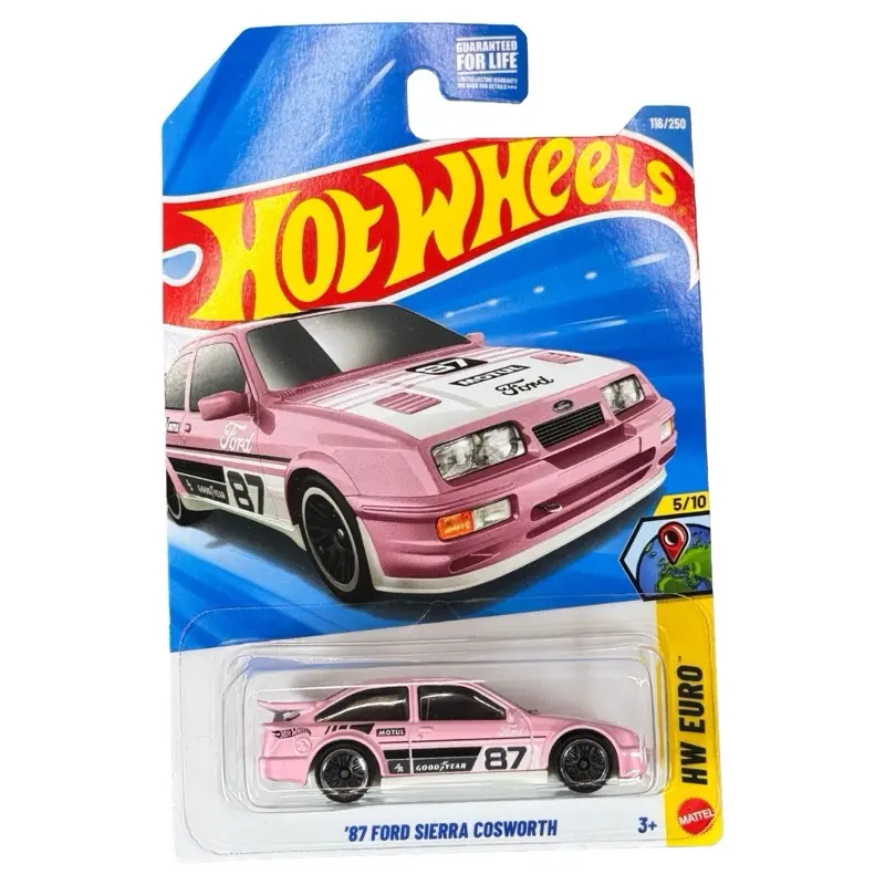Hot Wheels Mainline '87 Ford Sierra Cosworth Pink 5/10 Diecast Car