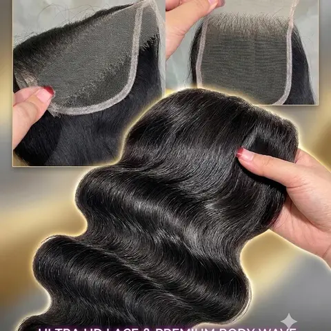 Women's 18A Raw Indian Pure Human Hair 5x5 HD Lace Closure Wig, Thick Bodywave Wig, Melt-in-Skin Invisible, Glueless, Deep Parting, 13x4 Lace Area, Beginner Friendly Hair Extension with Natural Scalp