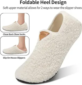 House Slippers for Women Men ,Womens Mens Slippers with Non-slipSole Slip On for indoor & Outdoor,Portable Slippers for Home TravelHotel,Winter Warm Slippers FootwearShoe Slide Comfort Foldable Heel Design
