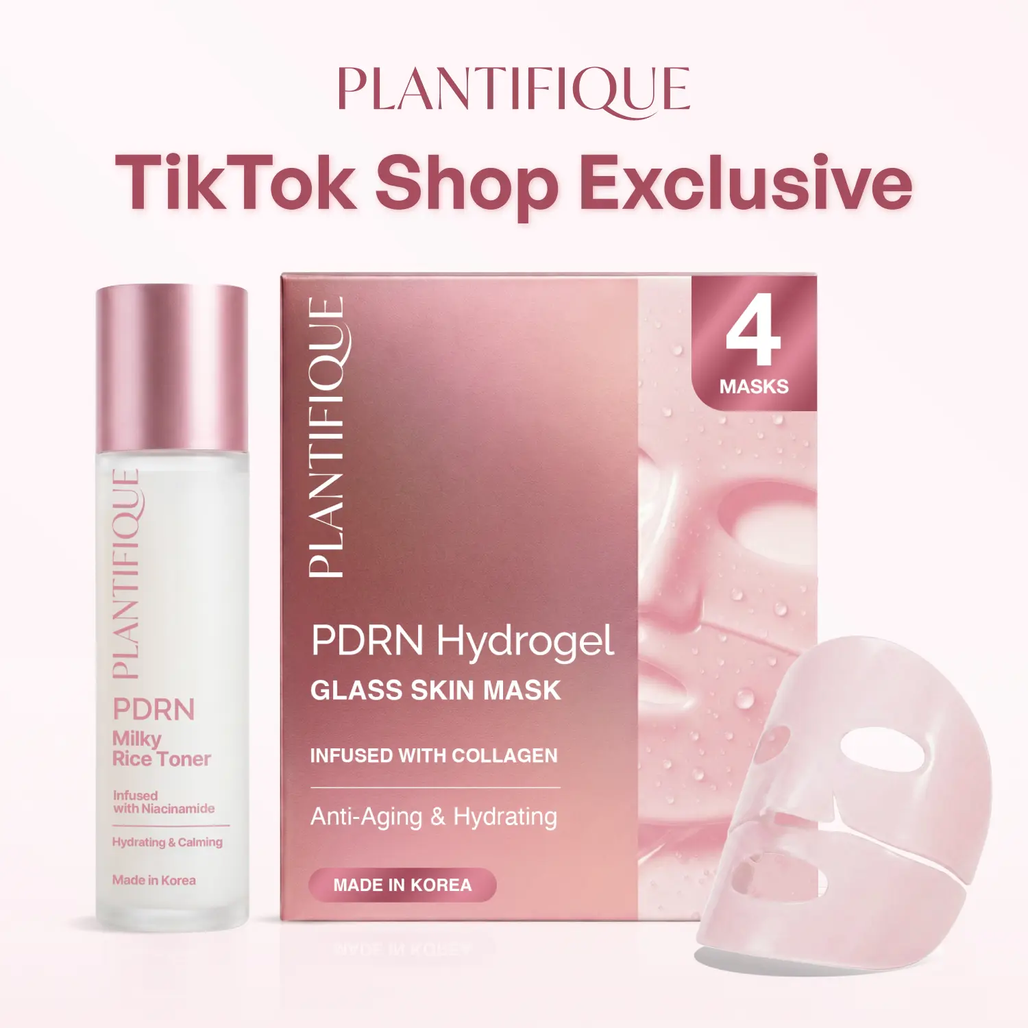 [PLANTIFIQUE Official Shop] Hydration Prep Duo - Hydrating Lightweight Hyaluronic Gentle Hydrogel Face Mask & Rice Milky Toner Skincare Set for Hydrated, Smooth-Looking Skin, Moisturizer, Daily, Intensive, Pack, Hyaluronic Acid, Moisture