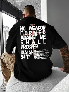 Plus Size Men's T-Shirt with Letter Cross Pattern, Comfortable Casual Daily Wear, Unique Streetwear Fashion Style for Tall Men