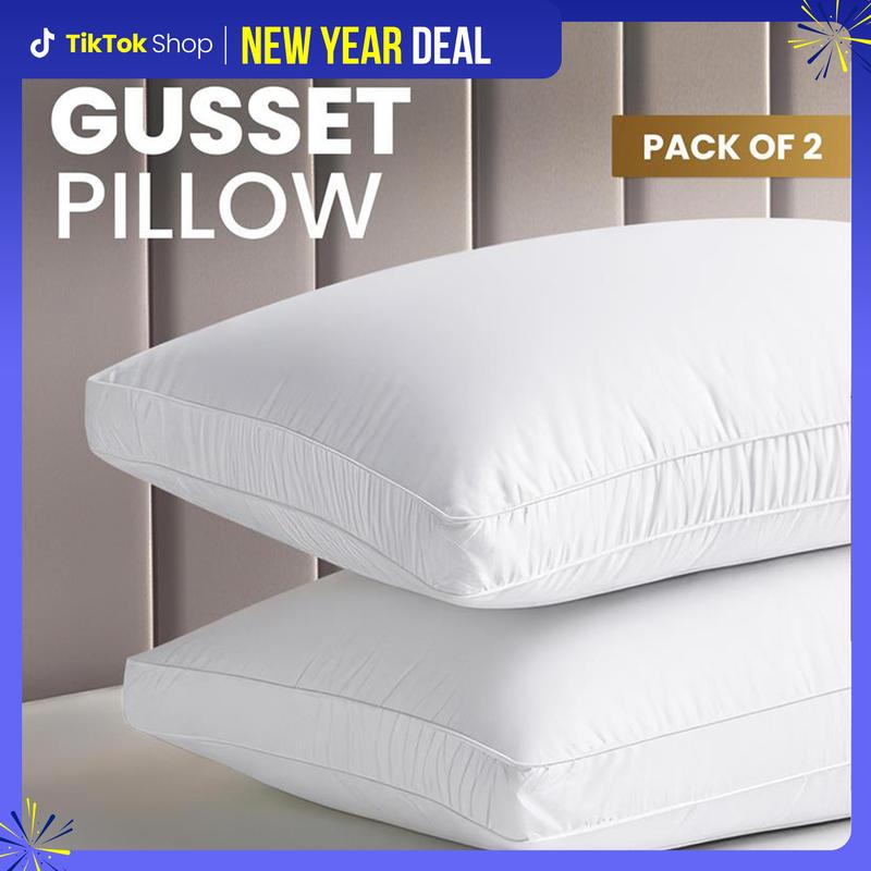 【New Year Deal】Utopia Bedding Gusseted Pillows Set King Queen & Standard Size White Pack of 2 Durable Breathable Soft Memory Foam for Cozy Sleep Hotel Quality