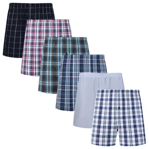 【JupiterSecret】6pcs  Men's Comfortable Woven Boxer Shorts - Elastic Waistband, Breathable Fabric, Soft Touch, Random Color, Everyday Wear, Comfortable Fit