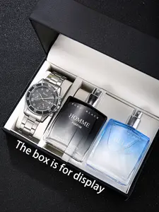 Men's Quartz Watch Set with Perfume Gift Box, Perfect for Daily Wear & Special Occasions Like Birthdays & Father's Day, Perfume Gift Sets