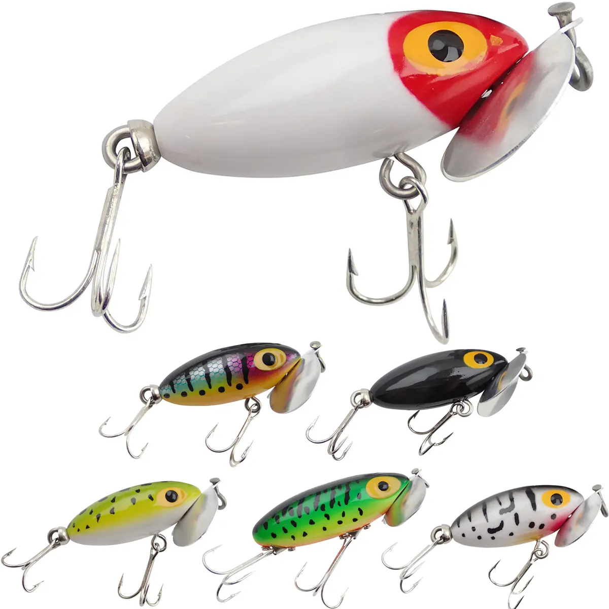 Arbogast Jitterbug Fishing Lure - 1/4 oz, Northern Pike Targeted, Rattle Topwater Floating Lure, #6 Treble Hooks, Double Cupped Lip, Explosive Strikes Design, Rattle Topwater Floating Lures