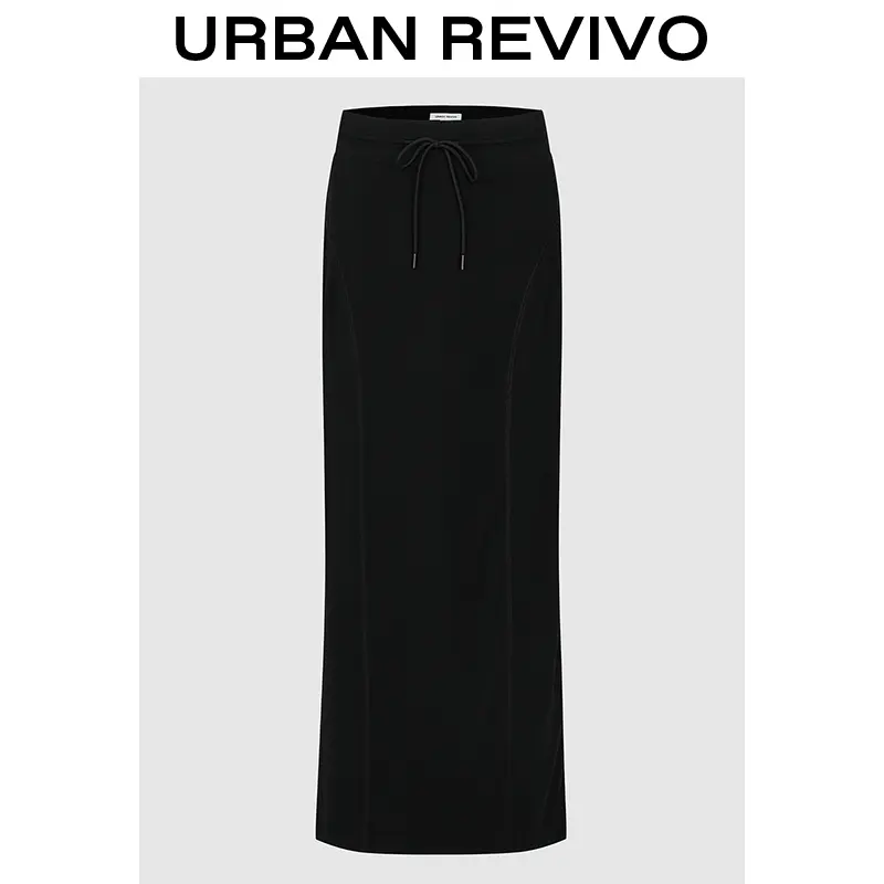 URBAN REVIVO Women's Solid Straight-Cut Maxi Skirt - Elegant Minimalist Bottom for Casual Chic Everyday Wear, Fits, Cold Wash Only, Do Not Dry Clean, Elegance, Lady, Style, Fashion Apparel, Cool And Casual Skirts
