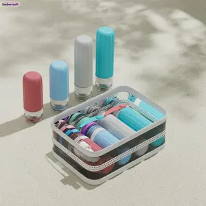 Travel Silicone Shampoo and Shower Gel Bottles Set, Leak-Proof Portable Toiletry Containers, Refillable Travel Bottles for Shampoo, Conditioner, Soap, Camping, Vacation, & Business Trip Essential