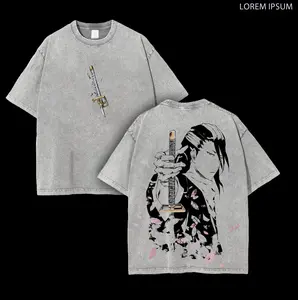 Byakuya Kuchiki Bleach Anime Double Printed Vintage Washed Tee Unisex Oversize Anime Manga Washed Heavyweight Cotton T-shirt, Gift For Anime Fan, Anime Lover