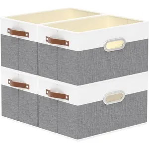 Fabric Storage Baskets , Collapsible Closet Organizers for Shelving, Spacious Boxes Featuring Three Handles, Canvas Bins Suitable for Clothing