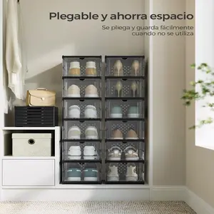 Space Saving Collapsible Shoe Storage Box 9 Layer Foldable Shoe Rack Transparent Door Easy To Find Shoes Breathable Easy To Clean Sturdy Shoe Cabinet
