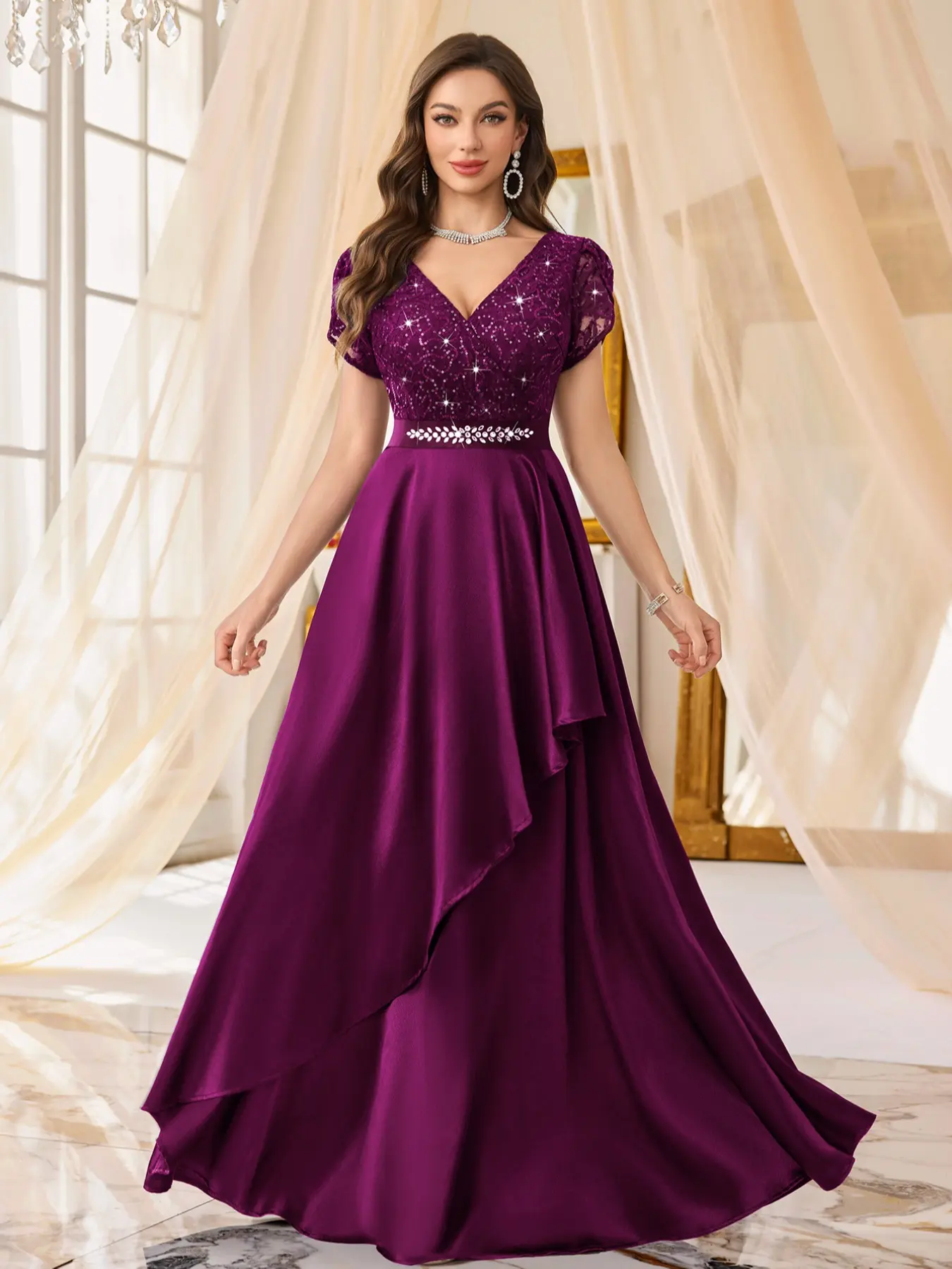 prom dresses unique A-Line Tulle Lace Long Prom Dress, Tulle Lace Formal Graduation Party Dress US 8 / Blue(As Picture)